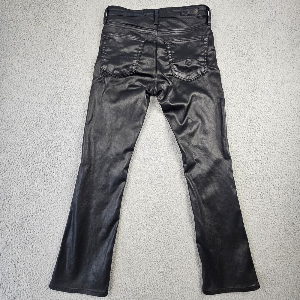 AG Adriano Goldschmied Pants 24 The Jodi Crop Coated Black High Rise Slim Flare - Picture 2 of 8